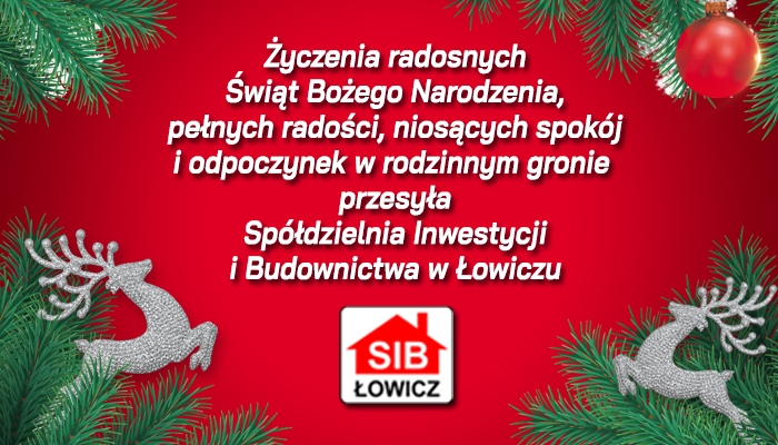 Życzenia na Święta Bożego Narodzenia przesyła - SIB Łowicz